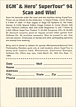 Hero / EGM SUper Tour 94 Scan and Win Card (Back)
